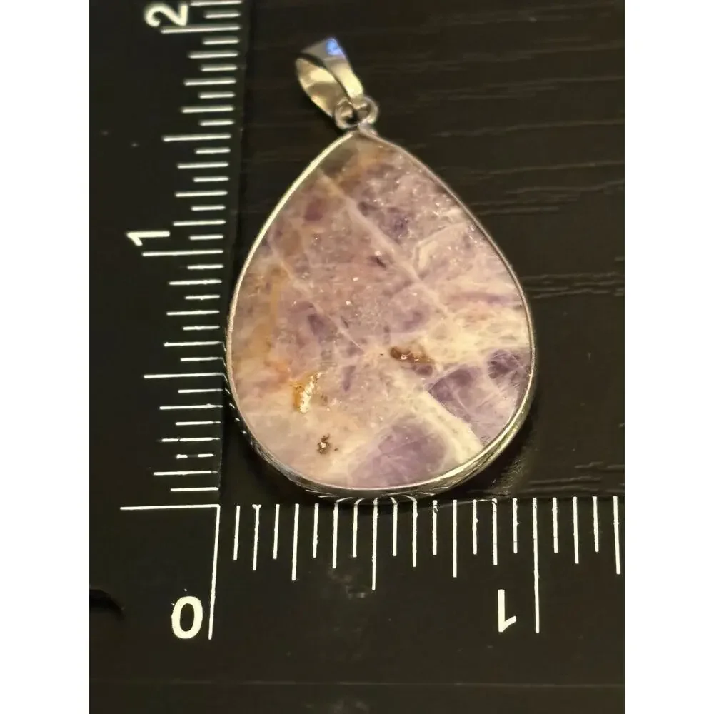 Vintage Chevron Amethyst Teardrop Pendant